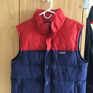 Patagonia Mens Bivy Down Vest Navy/Red Size M